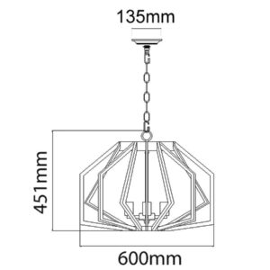 CLA GAMBA: Industrial Black Rustic Wide Angular Cage Pendant Light