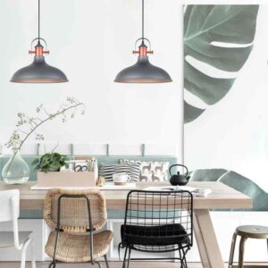 CLA NARVIK: Industrial Scandinavian Dome Shape With Copper Plating Pendant Lights
