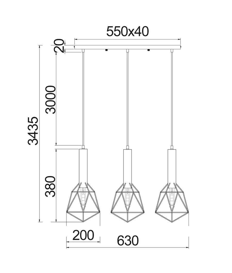 CLA BLACKBAND & WHITEBAND Pendant Light 3x Bird Cage With Bar Base - Image 4