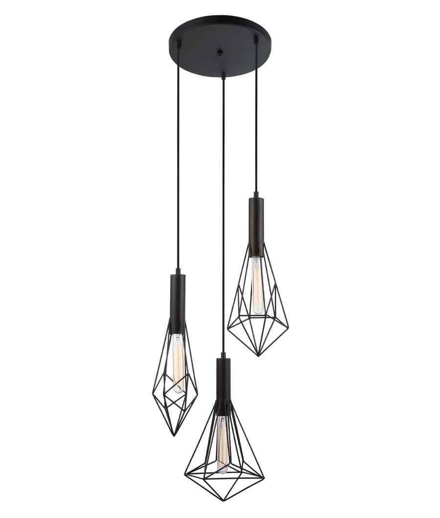 CLA BLACKBAND & WHITEBAND Pendant Light 3x Bird Cage With Round Base