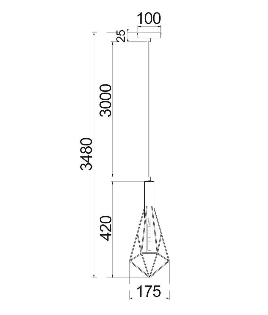 CLA BLACKBAND & WHITEBAND Small Diamond Shape Bird Cage Pendant Lights - Image 2
