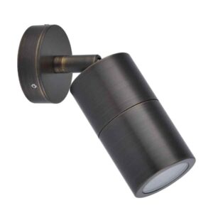 CLA GU10 Exterior Wall Pillar Spot Lights (Rustic Brass) IP65