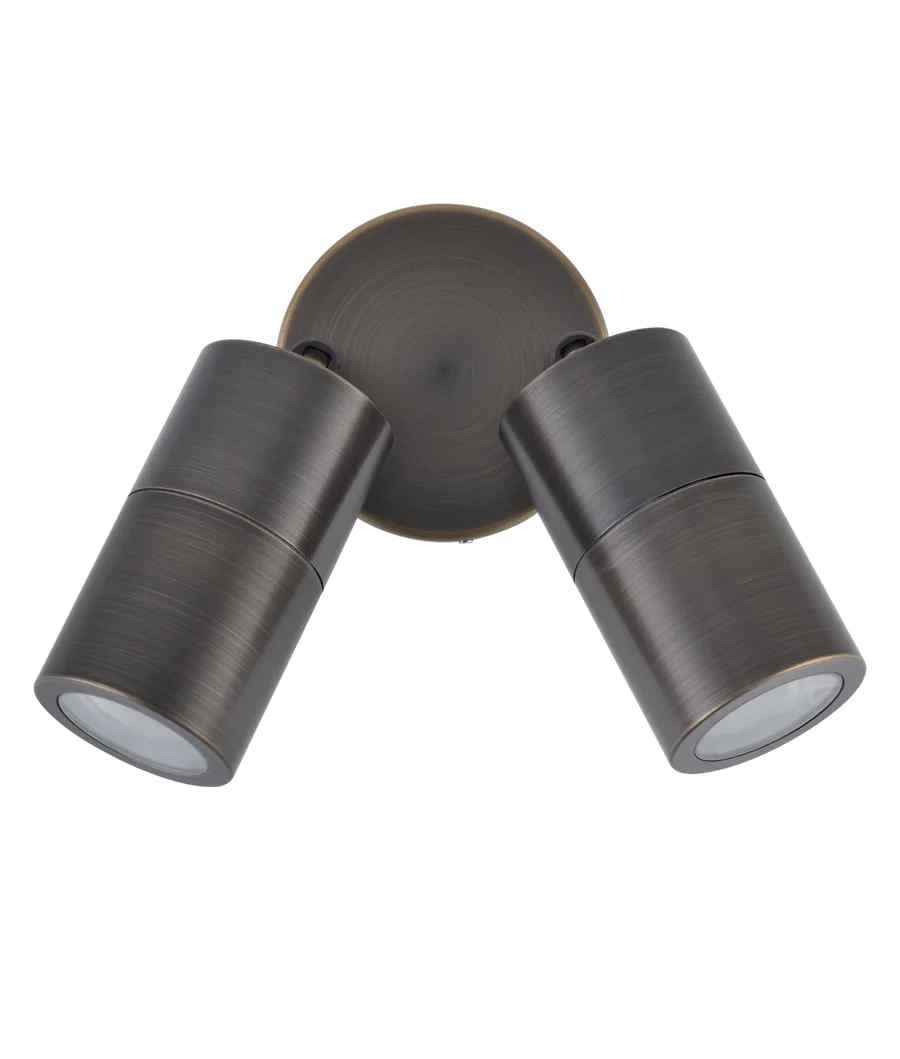CLA GU10 Exterior Wall Pillar Spot Lights (Rustic Brass) IP65 - Image 3