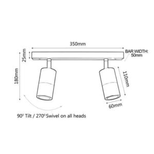 CLA GU10 Exterior Adjustable Head Bar Lights (Black) IP44
