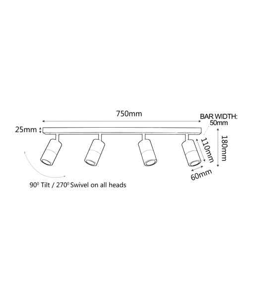 CLA GU10 Exterior Adjustable Head Bar Lights (Black) IP44 - Image 5