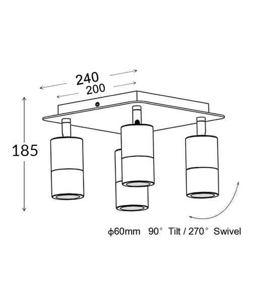 CLA GU10 Exterior Adjustable Head Bar Lights (Titanium) IP44 - Image 7