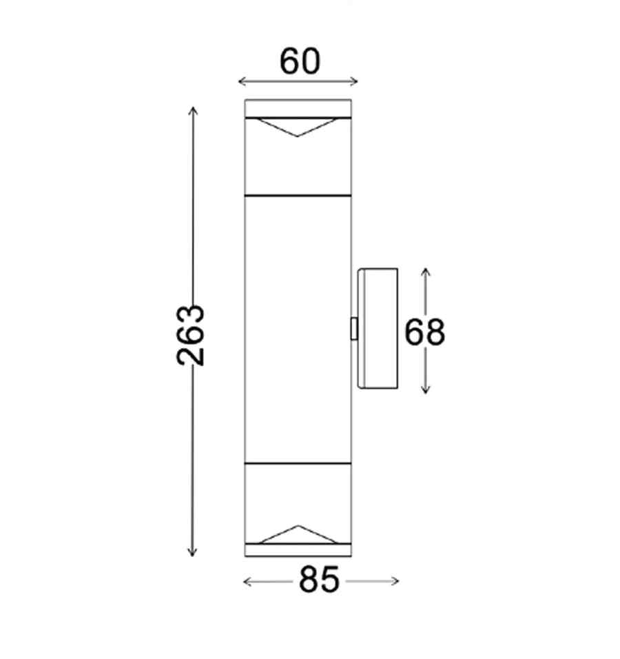 CLA PHARE: GU10 Exterior Wall Pillar Light (Black) IP65