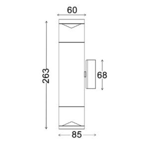 CLA PHARE: GU10 Exterior Wall Pillar Light (Aluminium Titanium) IP65