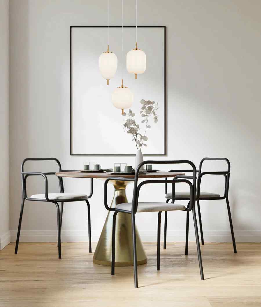 CLA PINO: Interior Opal Matte / Smokey Black Mirror Finish Jar Pendant Lights - Image 4