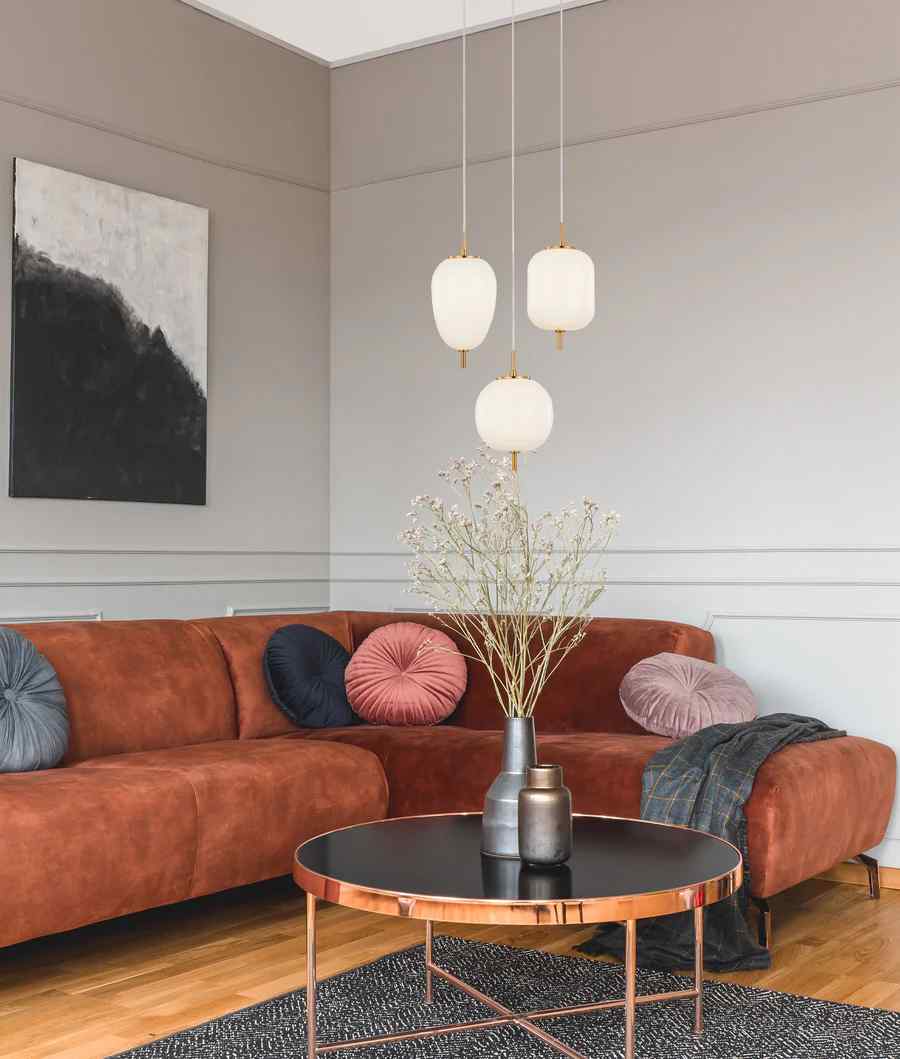 CLA PINO: Interior Opal Matte / Smokey Black Mirror Finish Glass Round Pendant Lights - Image 4