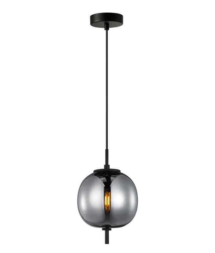 CLA PINO: Interior Opal Matte / Smokey Black Mirror Finish Glass Round Pendant Lights - Image 6