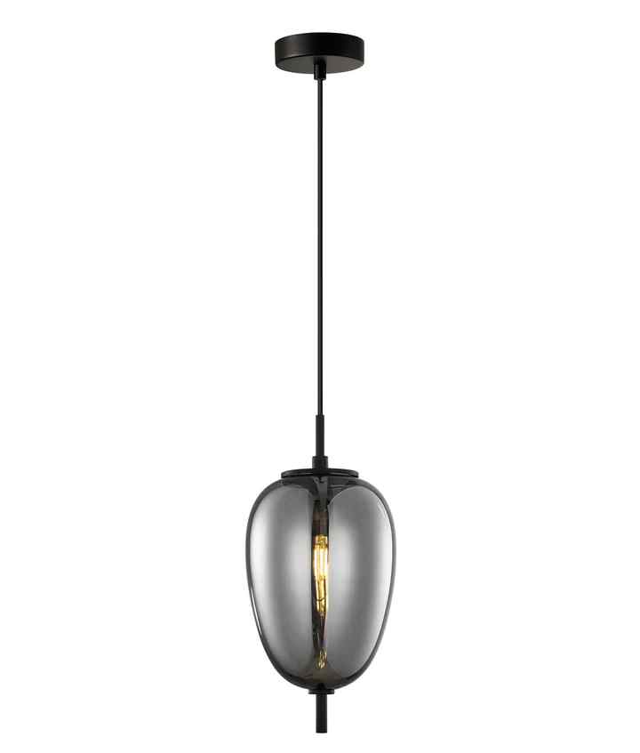 CLA PINO: Interior Opal Matte / Smokey Black Mirror Finish Glass Oval Pendant Lights - Image 6