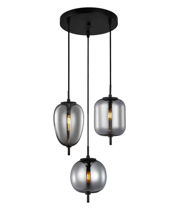 CLA PINO: Interior Opal Matte / Smokey Black Mirror Finish multiple Pendant Lights - Image 6