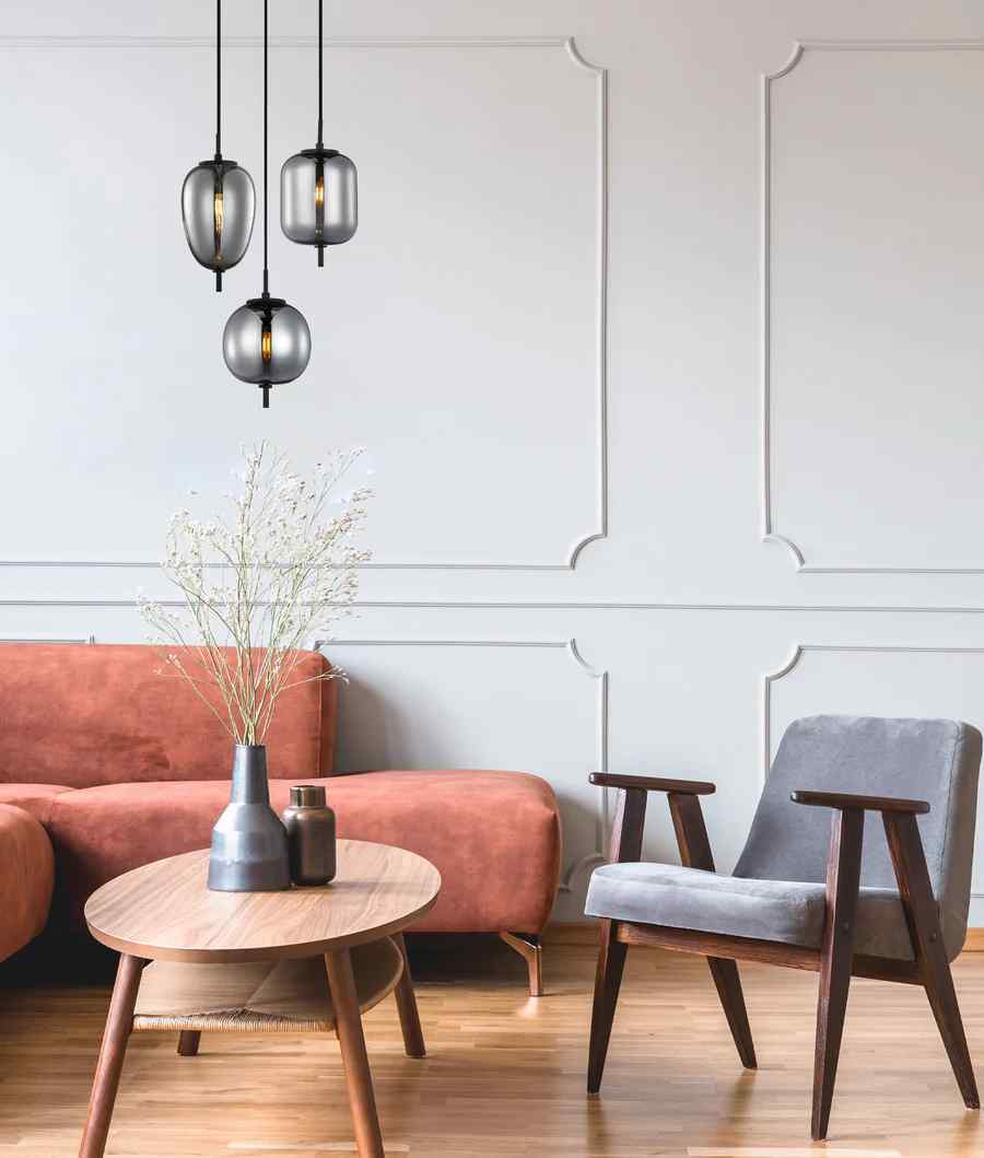 CLA PINO: Interior Opal Matte / Smokey Black Mirror Finish Jar Pendant Lights - Image 8