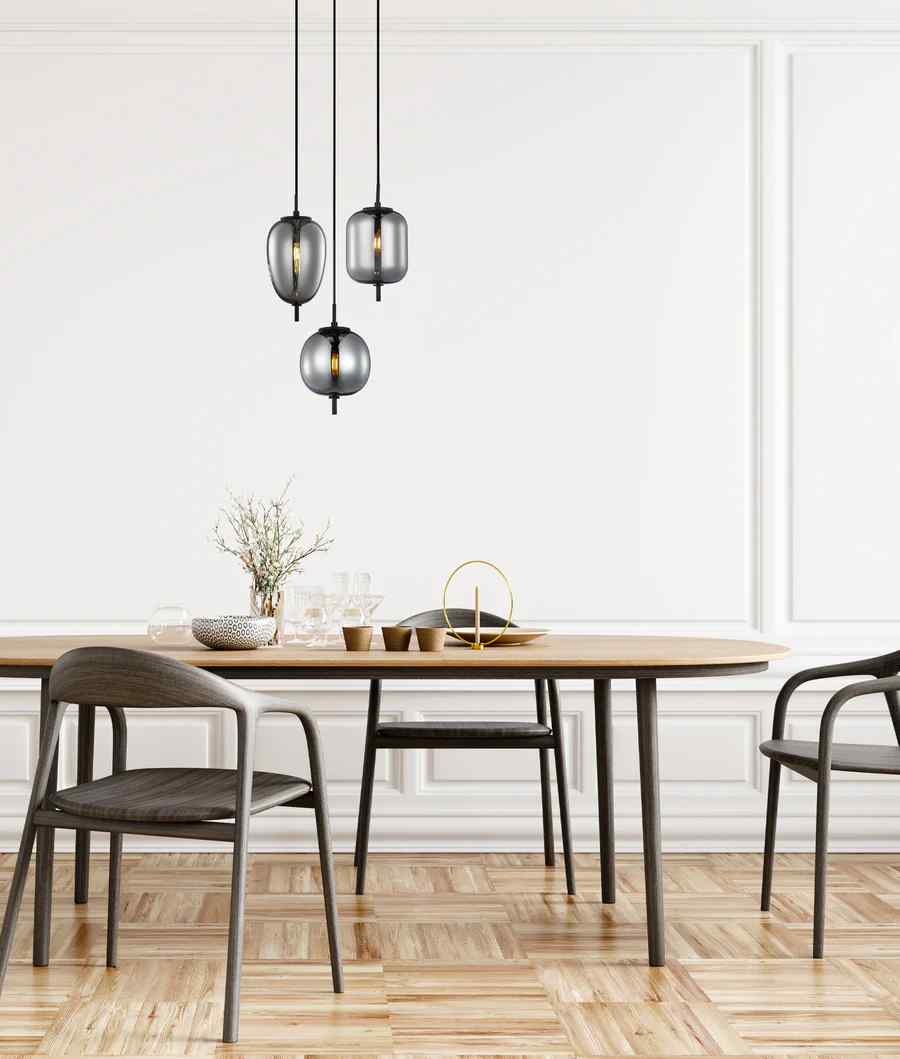 CLA PINO: Interior Opal Matte / Smokey Black Mirror Finish Jar Pendant Lights - Image 9