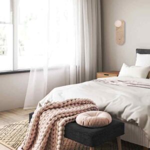 CLA POI: Interior Oblong Travertine Base with Beige Finish & Round Opal Diffuser Wall Light