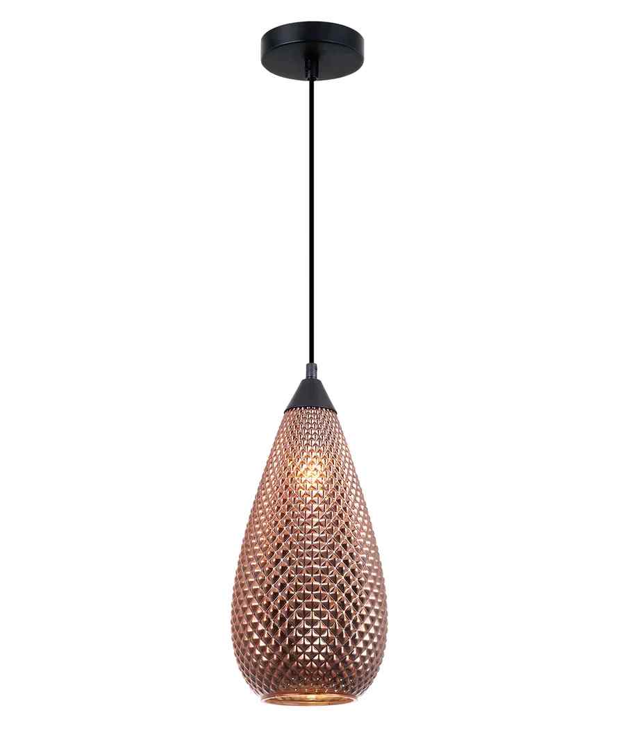 CLA RICTUS: Bohemian Glass with Quadrilateral Segments Tear Drop Shape Pendant Lights