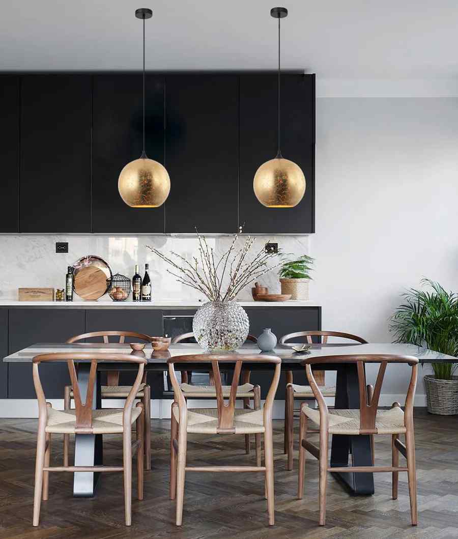 CLA ROCHE: Interior Wine Glass Shape Matte Gold / Chrome Glass Pendant Lights - Image 2