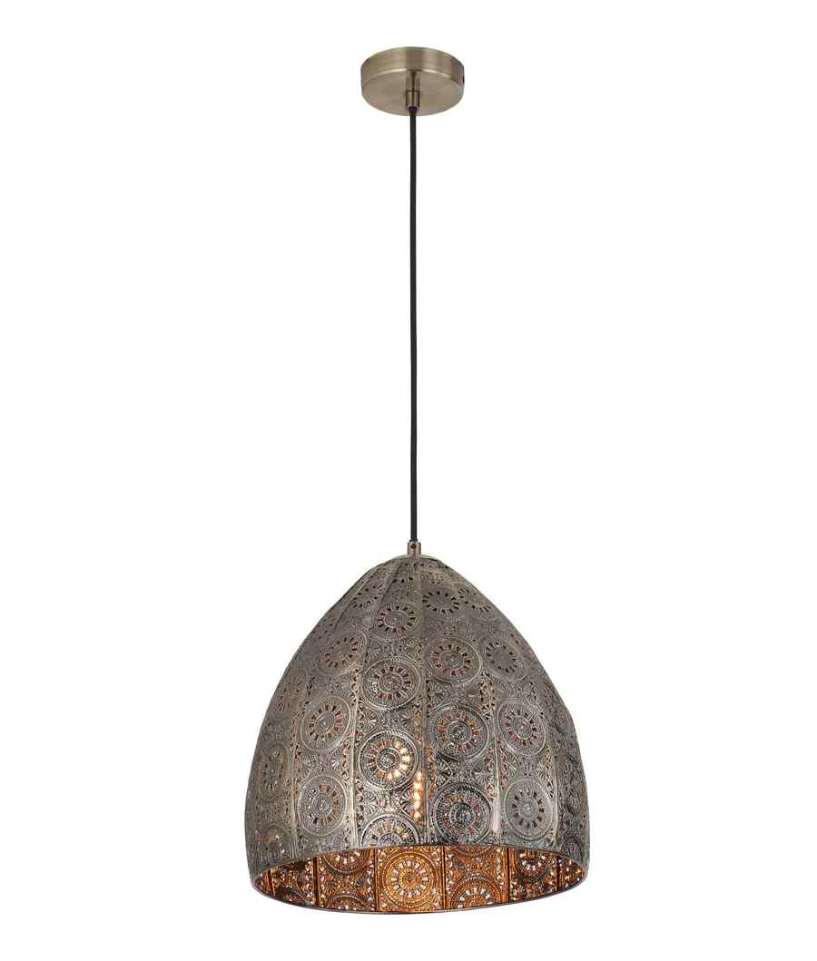 CLA SARI: Bohemian Interior Embossed Ellipse Aged Brass Steel Ombre Pendant Light