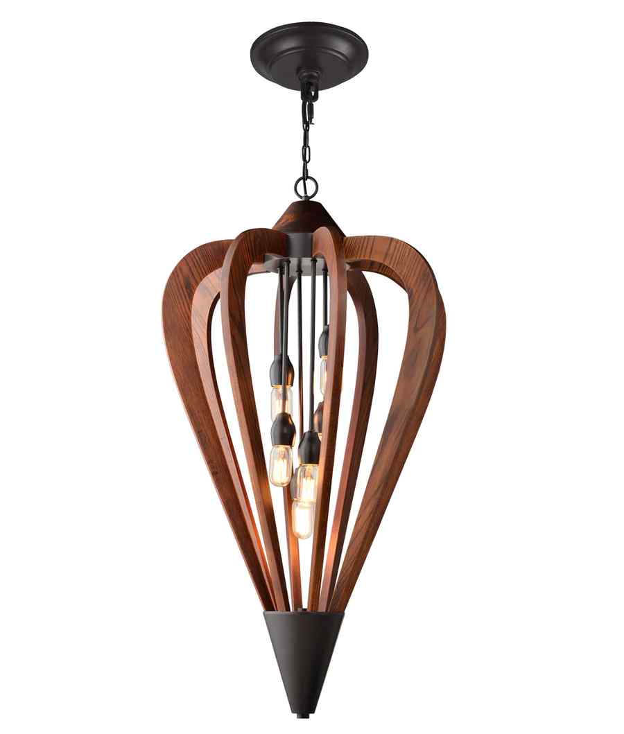 CLA SENORITA: Rustic Large Tuscan Coffee Cherry /Winter Moss Wood Pendant Lights