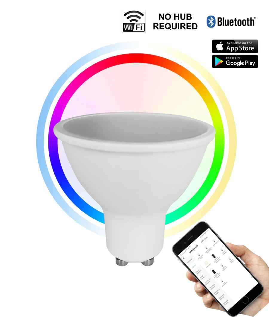 CLA SMTGU10 LED Smart Dimmable RGB+Tri-CCT GU10 Globe (5W)