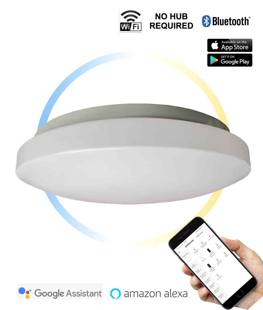CLA SMTOYS LED Smart White Round Dimmable Tri-CCT Oyster Light