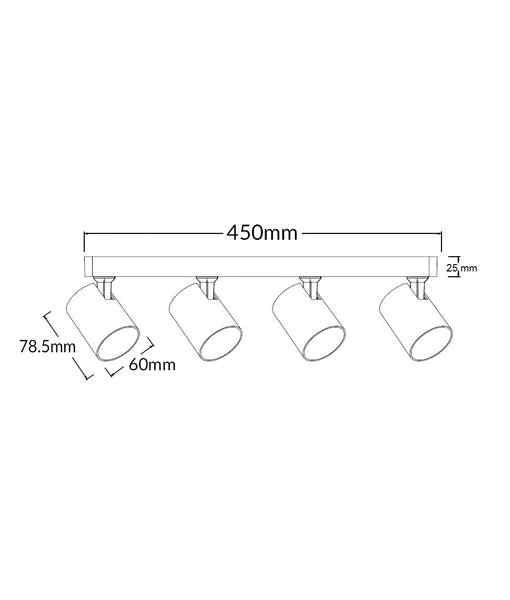 CLA SPOT: Interior GU10 4XLights Adjustable Bar Base Surface Mounted Spot Lights - Image 2