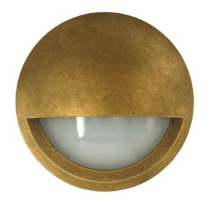 CLA STE: Exterior LED 12V/240V Antique Brass Eyelid/Round Step/Wall Lights IP65