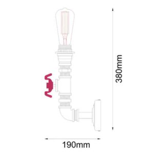 CLA STEAM: Interior Aged Iron 1xPipe Wall Light