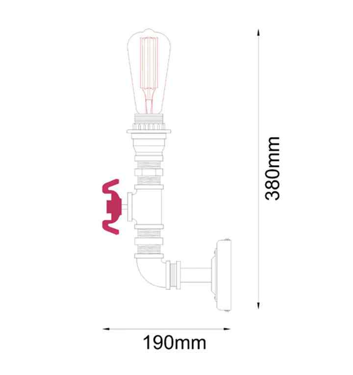 CLA STEAM: Interior Aged Iron 1xPipe Wall Light