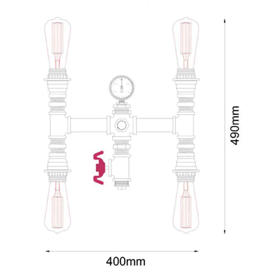 CLA STEAM: Interior Aged Iron 4xPipe Wall Light