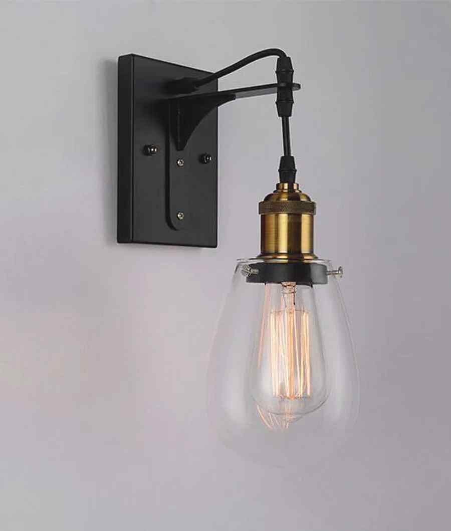 CLA STRUNG: Interior Decorative Black / Antique Brass and Clear Pear Shape Glass Wall Light - Image 2