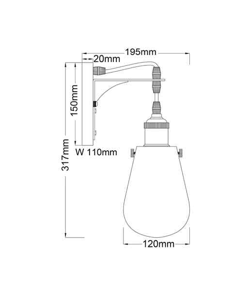 CLA STRUNG: Interior Decorative Black / Antique Brass and Clear Pear Shape Glass Wall Light - Image 3