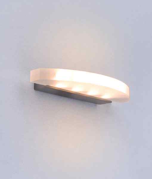 CLA SYDNEY: City Series LED Interior Satin Nickel Curved Frosted Diffuser Wall Light - Image 4