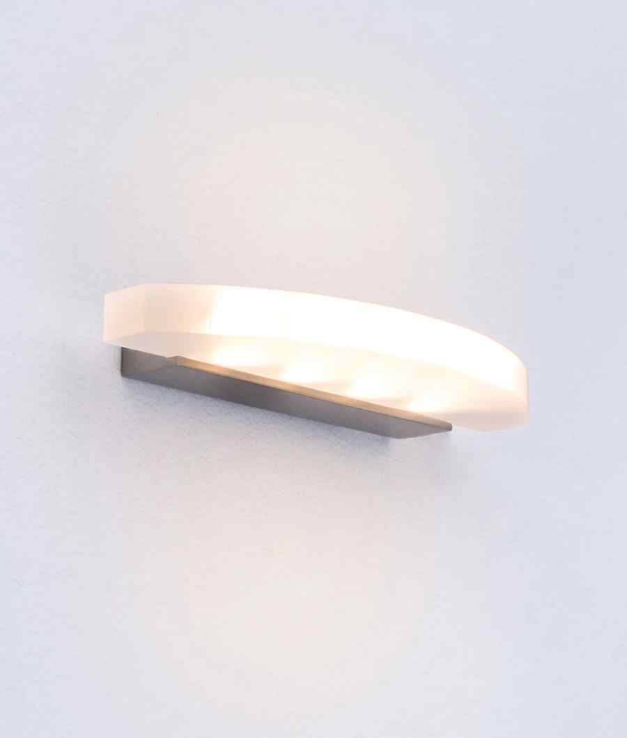 CLA SYDNEY: City Series LED Interior Satin Nickel Curved Frosted Diffuser Wall Light - Image 2