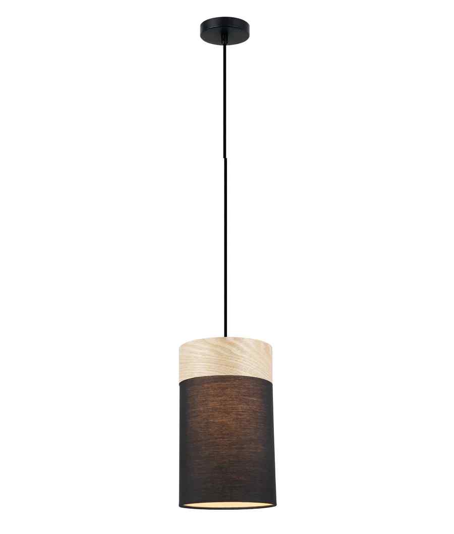 CLA TAMBURA: Scandinavian Small Round Cloth Shade with Wood Veneer Trim Pendant Lights - Image 4
