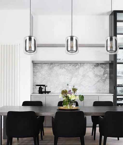 CLA TONO: Mesh Internal & Clear Glass Oblong Pendant Lights - Image 2