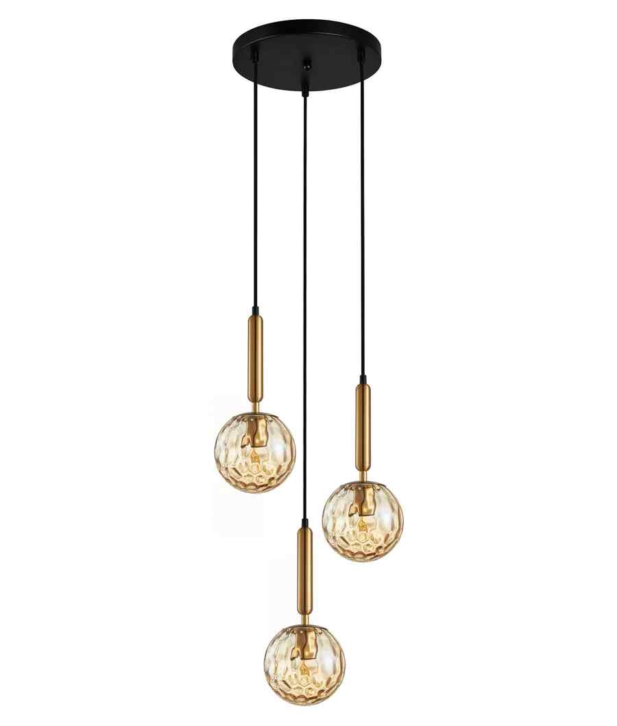 CLA TRATTINO: Interior Bronze Amber / Smokey Black Spherical Glass Multiple Round Base Pendant Lights - Image 2