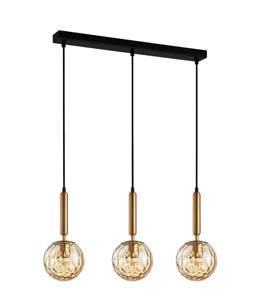 CLA TRATTINO: Interior Bronze Amber /Smokey Black Spherical Glass Multiple Bar Base Pendant Lights - Image 2
