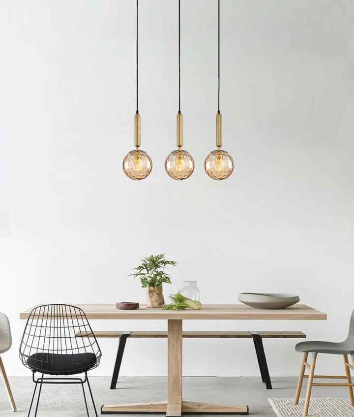 CLA TRATTINO: Interior Bronze Amber /Smokey Black Spherical Glass Multiple Bar Base Pendant Lights - Image 3