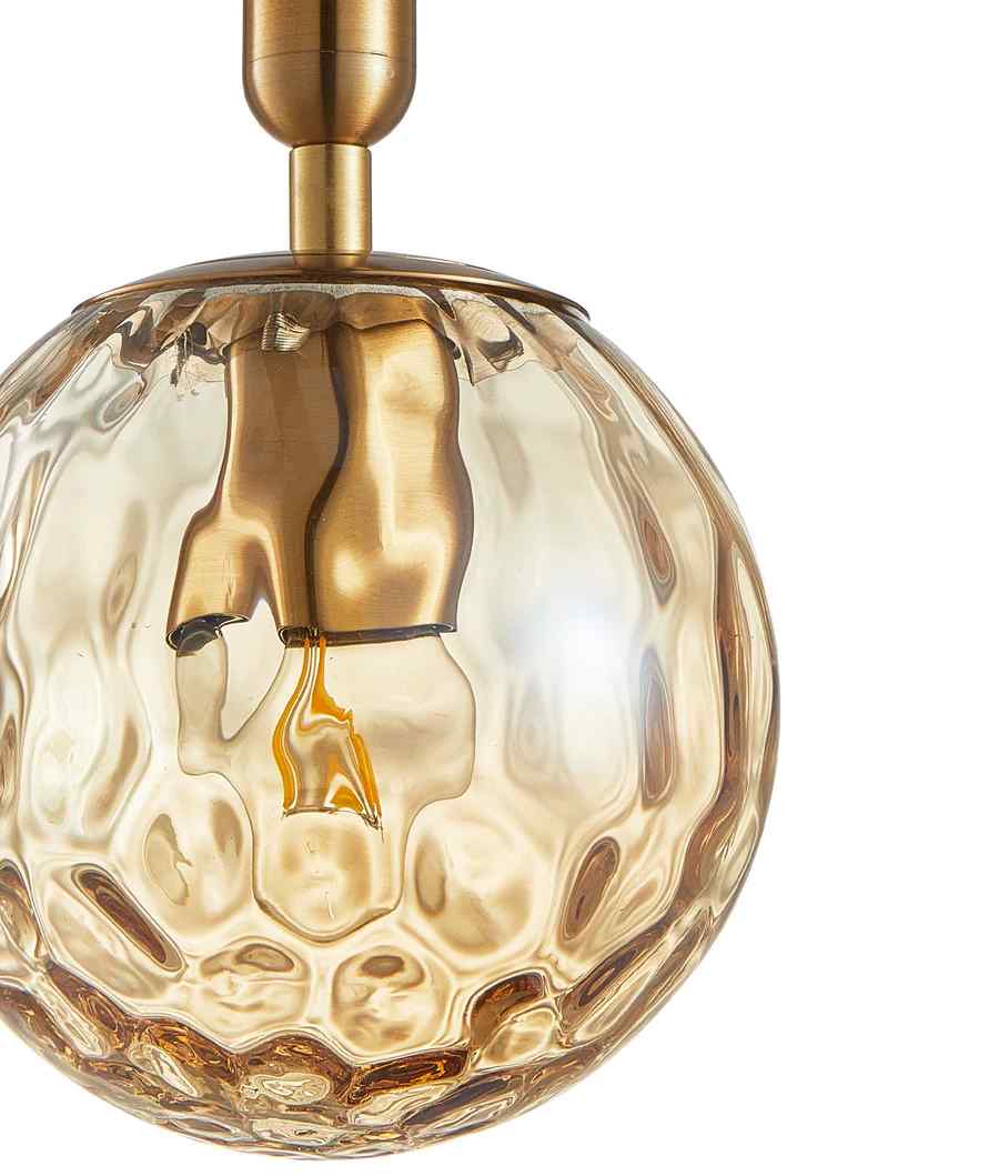 CLA TRATTINO: Interior Bronze Amber /Smokey Black Spherical Glass Multiple Bar Base Pendant Lights
