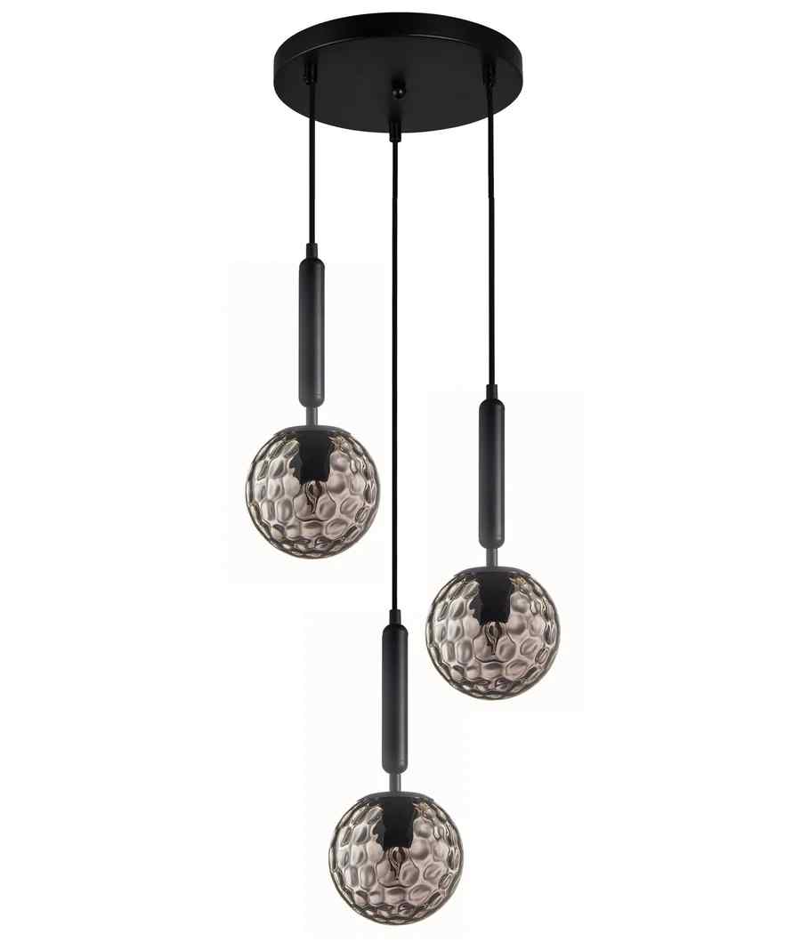 CLA TRATTINO: Interior Bronze Amber / Smokey Black Spherical Glass Multiple Round Base Pendant Lights - Image 6