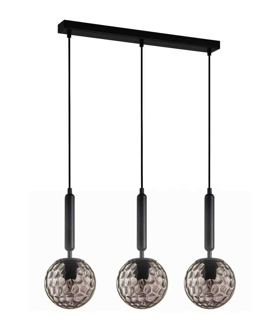 CLA TRATTINO: Interior Bronze Amber /Smokey Black Spherical Glass Multiple Bar Base Pendant Lights - Image 7