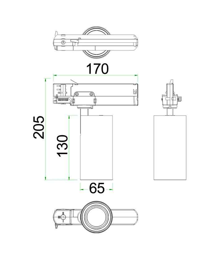CLA 4 Wire 3 Circuit LED Tri-CCT Dimmable Track Head Fittings - Image 4