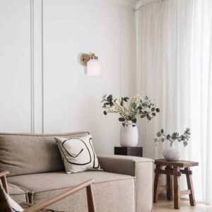 CLA TUFO: Interior White Jar Alabaster with Brass Highlight Wall Light