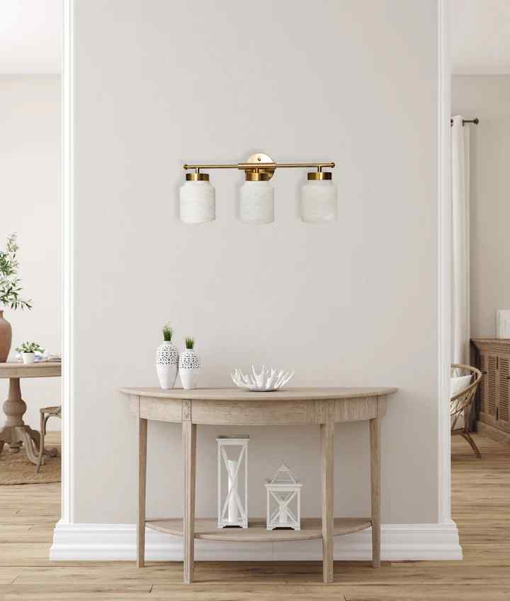CLA TUFO: Interior White Jar Alabaster with Brass Highlight Wall Light - Image 2
