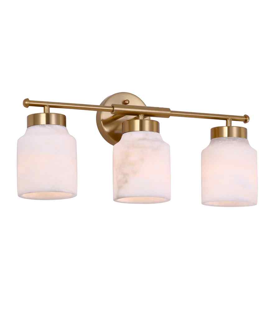 CLA TUFO: Interior White Jar Alabaster with Brass Highlight Wall Light - Image 3