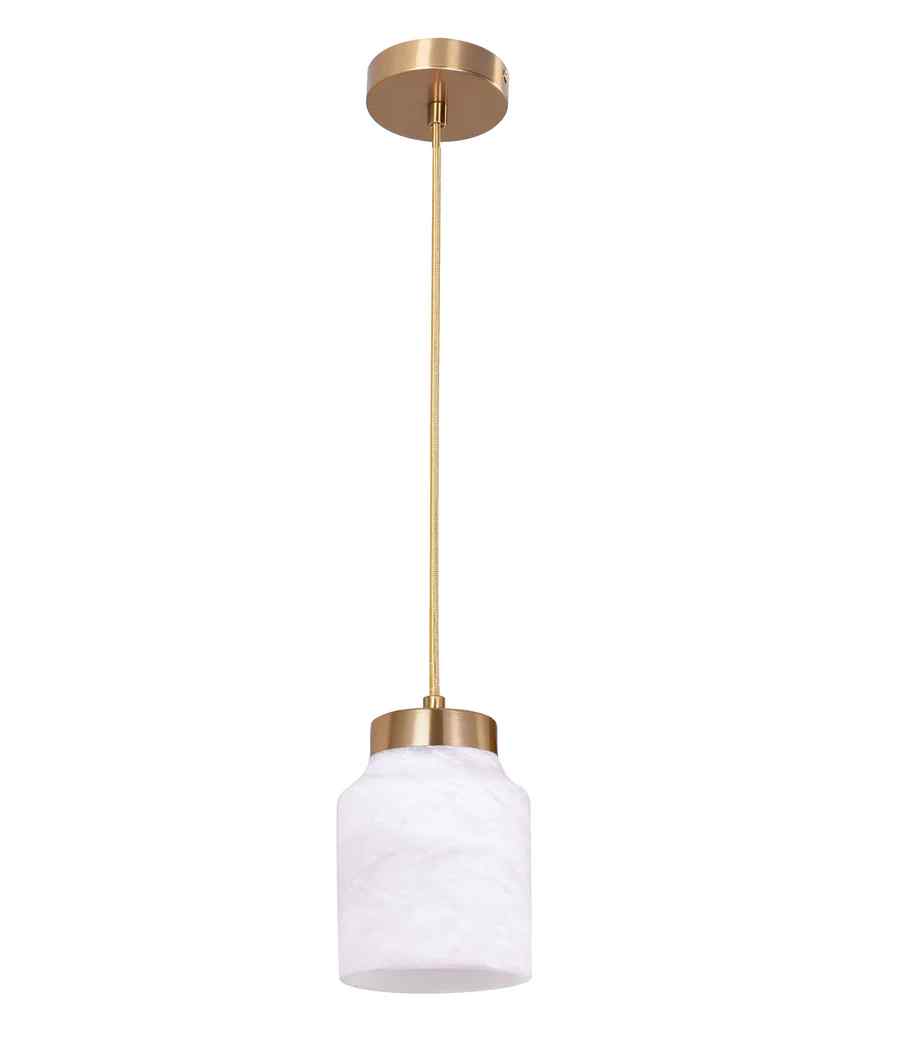 CLA TUFO: Interior White Jar Alabaster with Brass Highlight Pendant Light - Image 2
