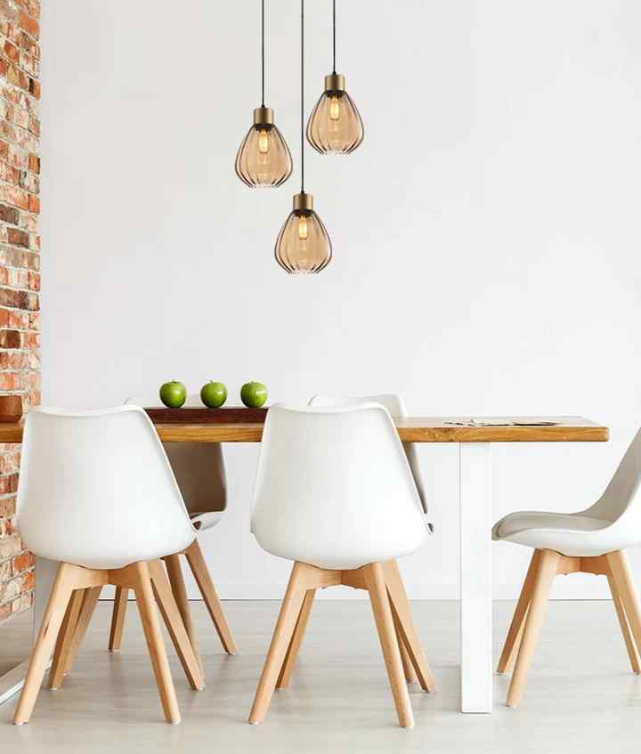 CLA TULIP: Interior Bronze Amber / Smokey Black Wine Glass Ribbed Multiple Round Base Pendant Lights - Image 2