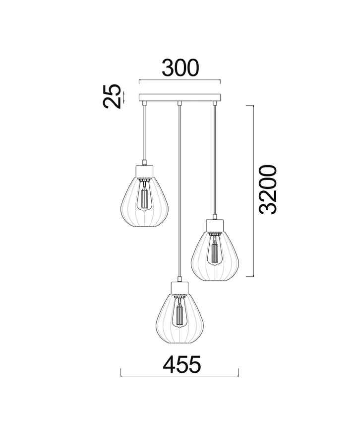 CLA TULIP: Interior Bronze Amber / Smokey Black Wine Glass Ribbed Multiple Round Base Pendant Lights - Image 3